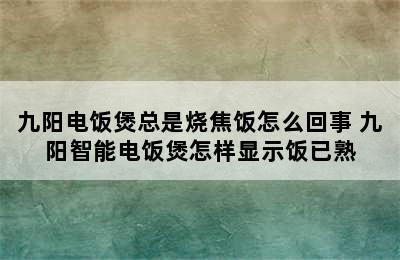 九阳电饭煲总是烧焦饭怎么回事 九阳智能电饭煲怎样显示饭已熟